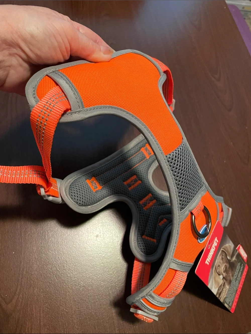 THINKPET No-Pull Dog Harness size M Orange Gray